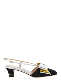 Valentino Garavani Women Black Slingback Décolleté With Oversized Bow On The Front In Leather And Viscose Blend Woman