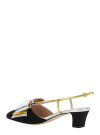 Valentino Garavani Women Black Slingback Décolleté With Oversized Bow On The Front In Leather And Viscose Blend Woman