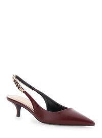 Gucci Women 'Signoria' Red Ancora Slingback Pumps With Lettering In Leather Woman