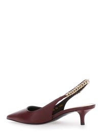 Gucci Women 'Signoria' Red Ancora Slingback Pumps With Lettering In Leather Woman