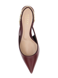 Gucci Women 'Signoria' Red Ancora Slingback Pumps With Lettering In Leather Woman