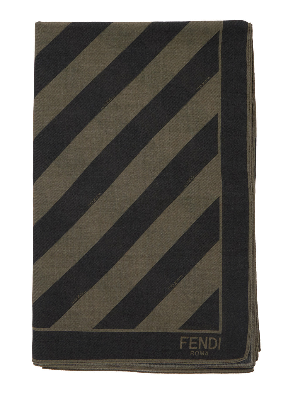 FENDI Fendi Men Beige Square Stole With All-Over Striped Motif And Logo Lettering On The Hem In Cotton And Silk Blend Man