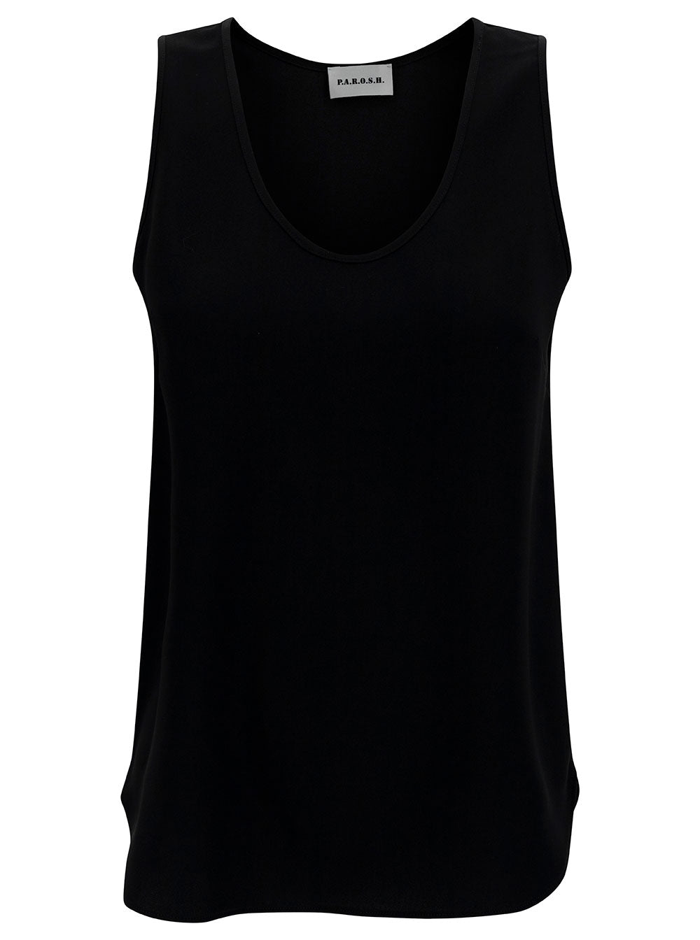 P.A.R.O.S.H. Women Black Tank Top With Plunging U Neckline In Polyamide Woman