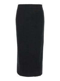 P.A.R.O.S.H. Women Black Skirt With High Elastic Waist And Straight Hem In Wool And Cashmere Stretch Woman