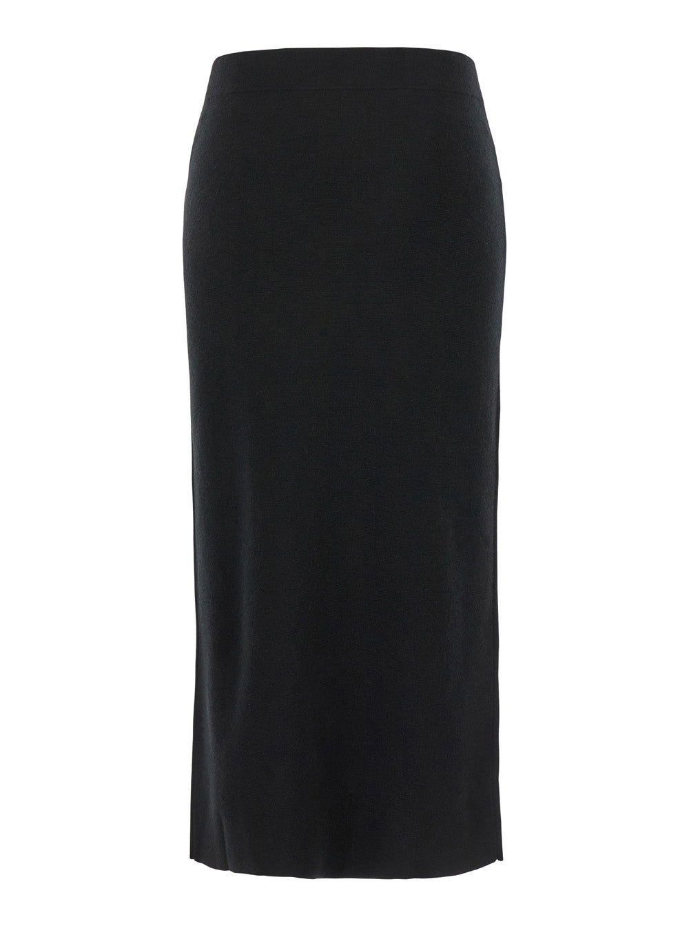 P.A.R.O.S.H. Women Black Skirt With High Elastic Waist And Straight Hem In Wool And Cashmere Stretch Woman
