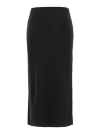 P.A.R.O.S.H. Women Black Skirt With High Elastic Waist And Straight Hem In Wool And Cashmere Stretch Woman