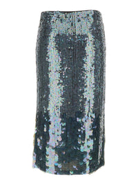 P.A.R.O.S.H. Women Midi Grey Skirt With All-Over Sequins In Stretch Polyamide Woman