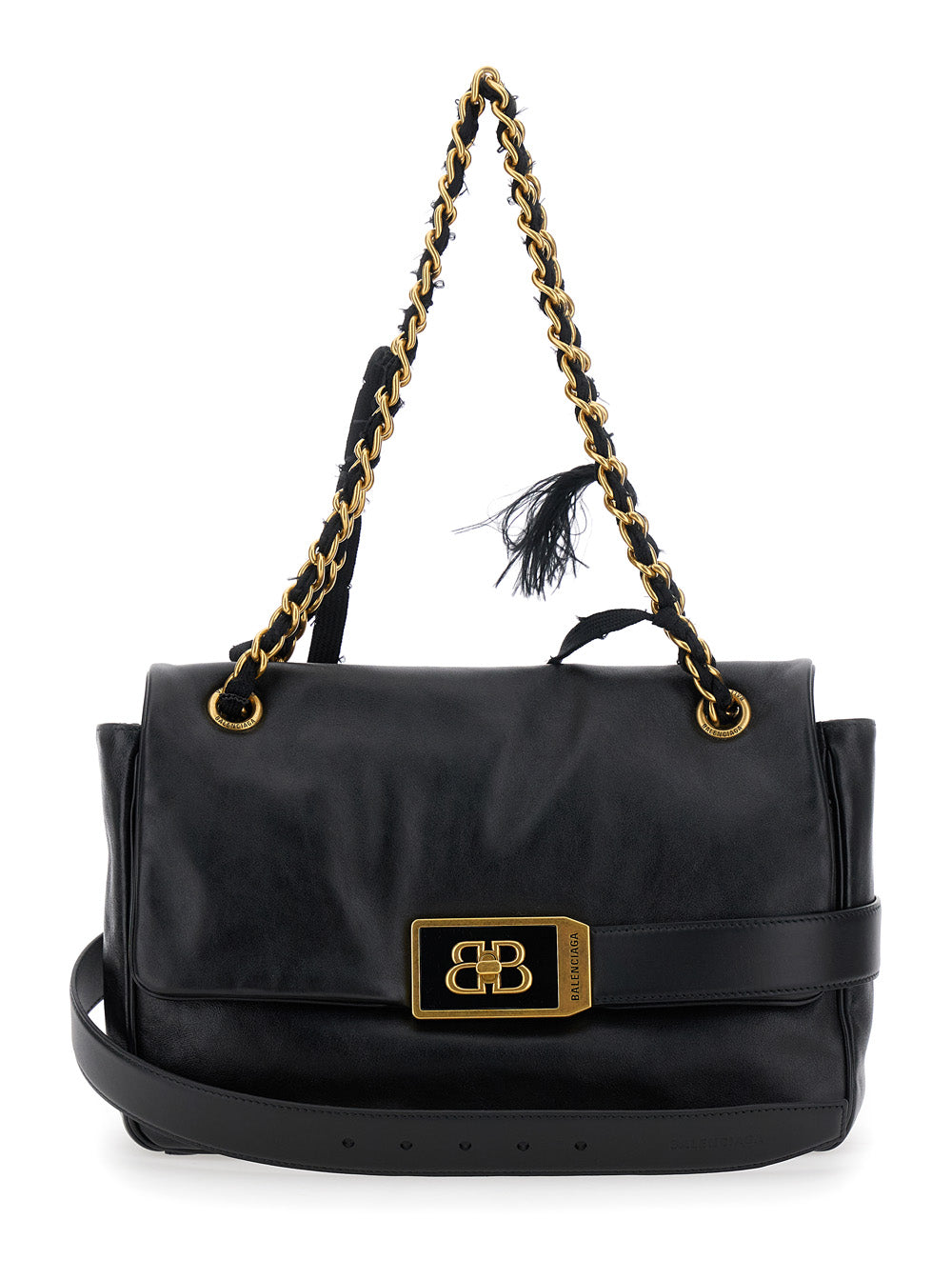 BALENCIAGA Balenciaga Women 'Modu Flap' Black Crossbody Bag With Logo Plaque On The Front In Leather Woman