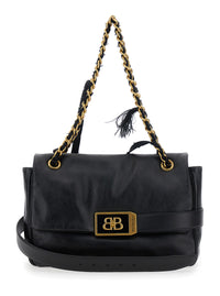 BALENCIAGA Balenciaga Women 'Modu Flap' Black Crossbody Bag With Logo Plaque On The Front In Leather Woman
