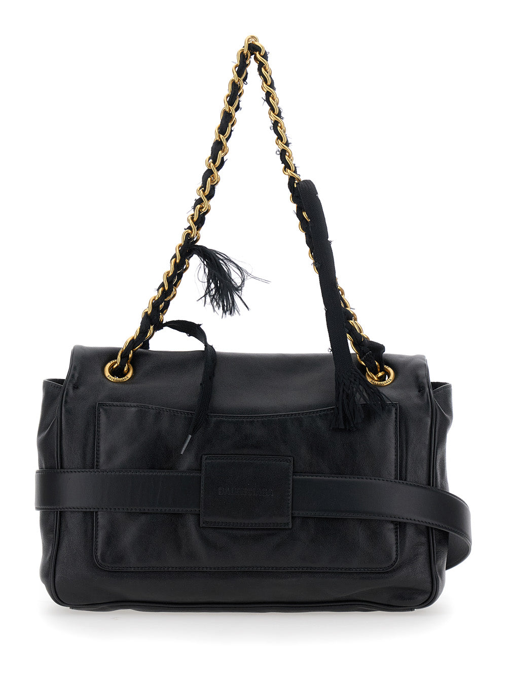 BALENCIAGA Balenciaga Women 'Modu Flap' Black Crossbody Bag With Logo Plaque On The Front In Leather Woman