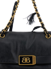 BALENCIAGA Balenciaga Women 'Modu Flap' Black Crossbody Bag With Logo Plaque On The Front In Leather Woman