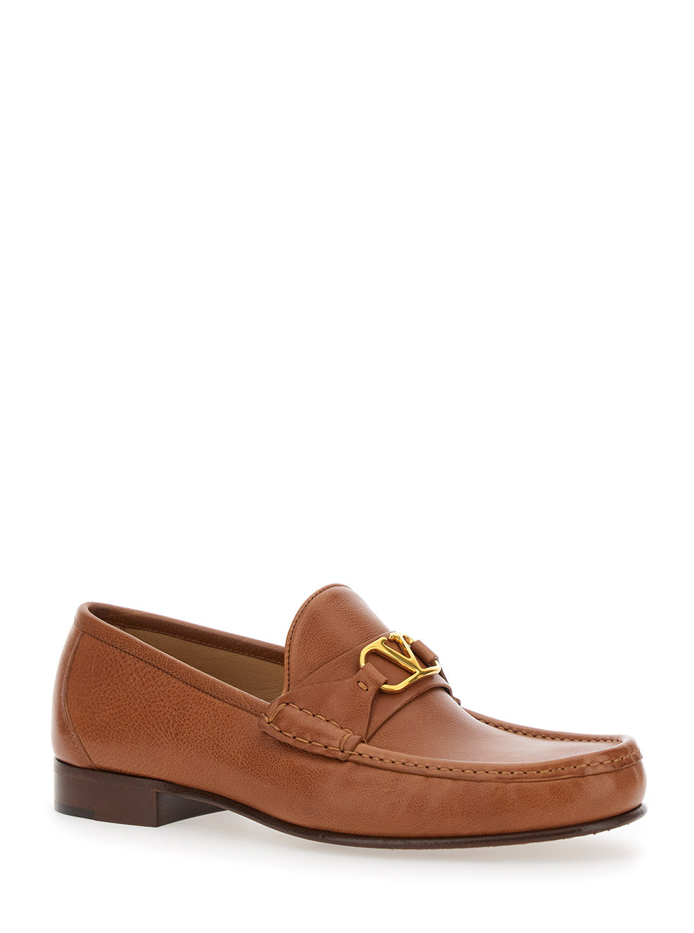 Valentino Garavani Men Brown Loafers With Vlogo Signature Detail In Leather Man