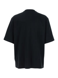 Dsquared2 Men Black Crewneck T-Shirt With Print On The Front In Cotton Man