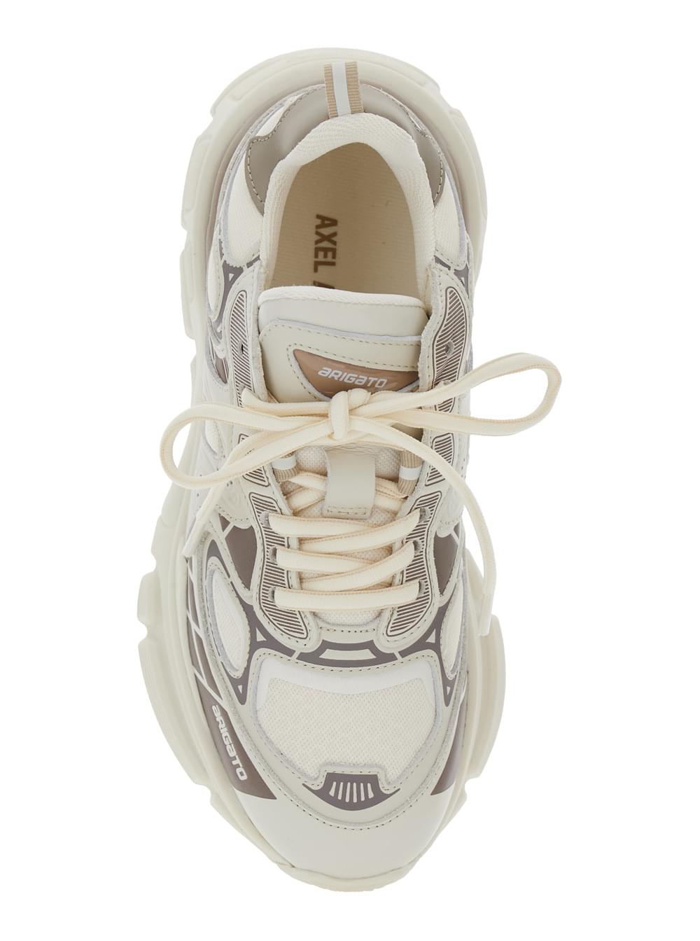 Axel Arigato Women 'Sphere Trip Running' Beige Sneakers With Chunky Sole And Logo On Tongue In Leather And Fabric Blend Woman