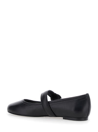 Coperni Women Black Ballerinas With Metallic Logo And Strap In Smooth Leather Woman