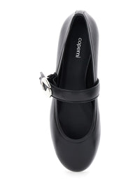 Coperni Women Black Ballerinas With Metallic Logo And Strap In Smooth Leather Woman