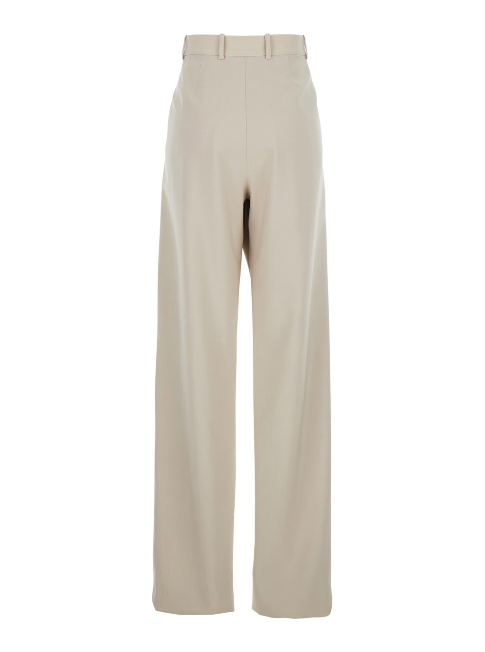 Saint Laurent Women Beige Pants With Belt Loops And Pences On The Front In Wool Woman
