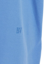 Bottega Veneta Men Blue Polo Shirt With Classic Collar And Logo Embroidery Detail On The Front In Cotton Man