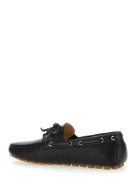 Valentino Garavani Men 'Fastaway' Black Loafers With Vlogo Plaque And Decorative Laces With Logo In Leather Man