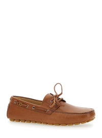 Valentino Garavani Men 'Fastaway' Brown Loafers With Vlogo Plaque And Decorative Laces With Logo In Leather Man