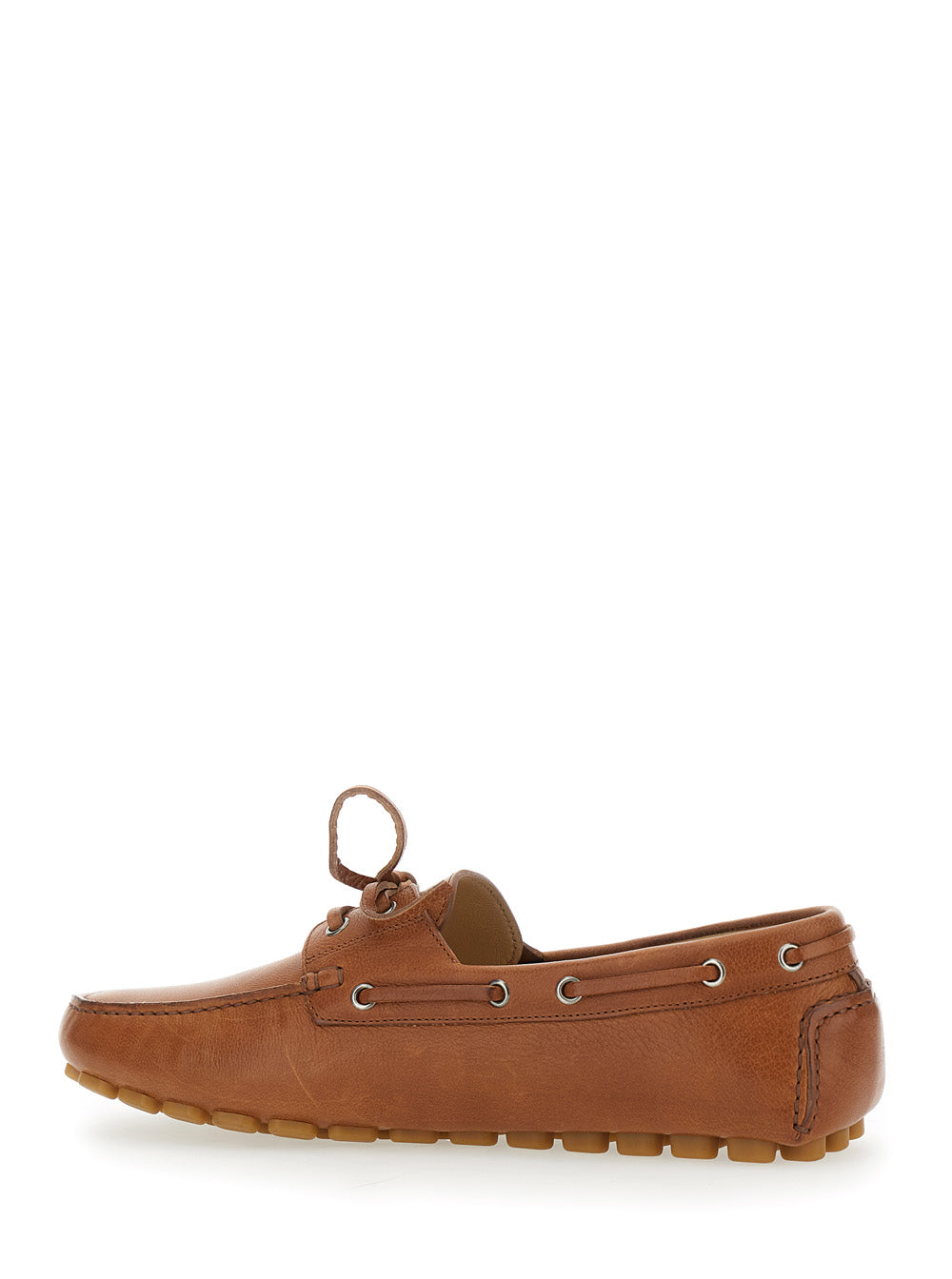 Valentino Garavani Men 'Fastaway' Brown Loafers With Vlogo Plaque And Decorative Laces With Logo In Leather Man