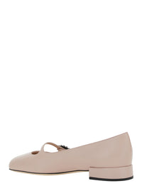 Valentino Garavani Women 'Preshoes' Pink Ballerinas With Decorative Plate And Low Laminated Heel In Leather Woman