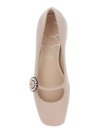 Valentino Garavani Women 'Preshoes' Pink Ballerinas With Decorative Plate And Low Laminated Heel In Leather Woman
