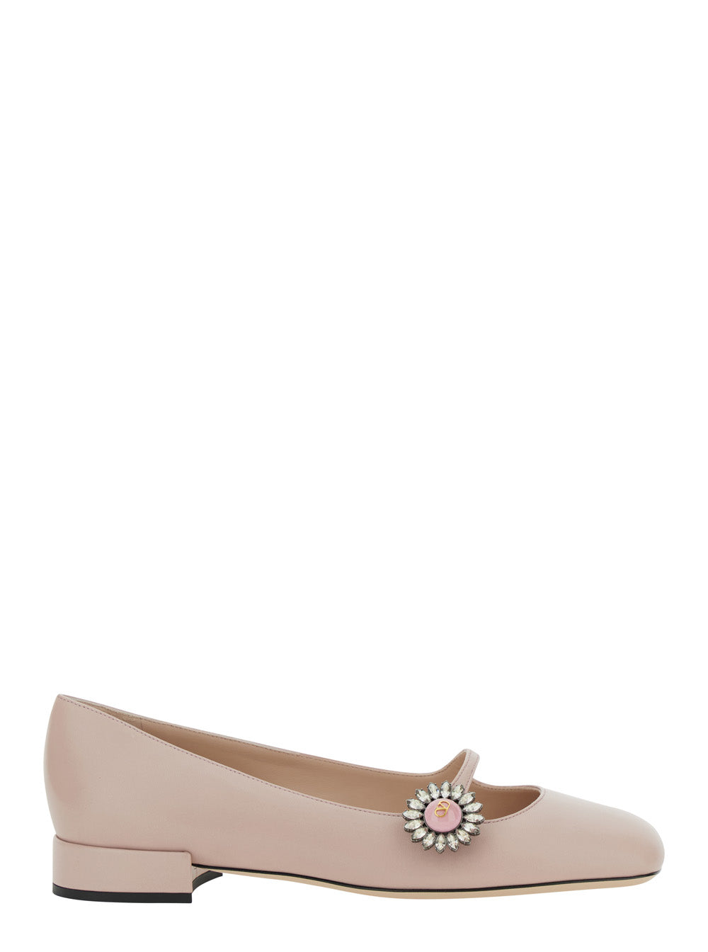 Valentino Garavani Women 'Preshoes' Pink Ballerinas With Decorative Plate And Low Laminated Heel In Leather Woman