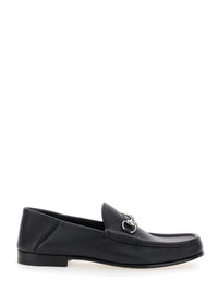 Gucci Men Black Loafers With Horsebit Detail On The Front In Hammered Leather Man