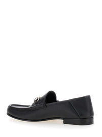 Gucci Men Black Loafers With Horsebit Detail On The Front In Hammered Leather Man