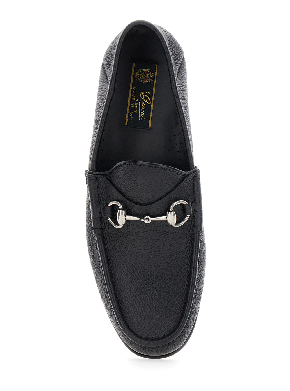 Gucci Men Black Loafers With Horsebit Detail On The Front In Hammered Leather Man
