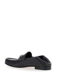 Gucci Men Black Loafers With Horsebit Detail On The Front In Hammered Leather Man