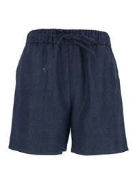 Leplain Women Blue Shorts With Elastic Drawstring Waist In Tech Fabric Woman