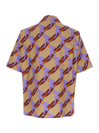 Gucci Men Multicolor Bowling Shirt With Cuban Collar And All-Over Print In Cotton Man