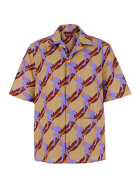 Gucci Men Multicolor Bowling Shirt With Cuban Collar And All-Over Print In Cotton Man