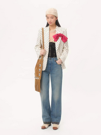 VALENTINO Valentino Women Blue Jeans With Logo Patch On The Rear And Floral Details In Denim Woman