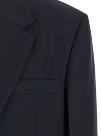 GUCCI Gucci Men Dark Grey Jacket With Chest Pocket And Embossed Logo In Wool Gabardine Man