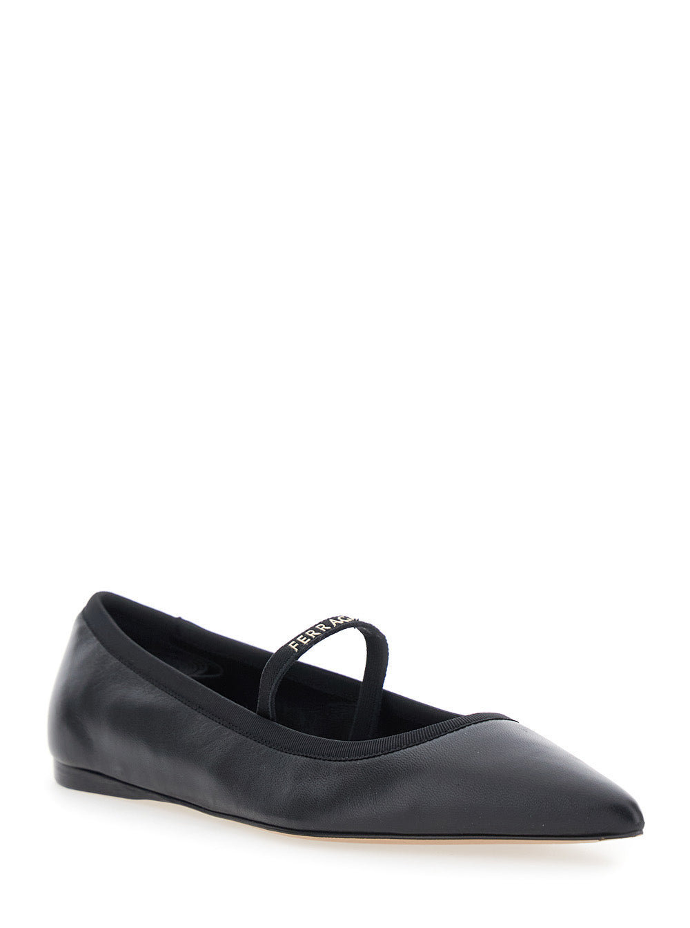 FERRAGAMO Ferragamo Women 'Carice' Black Ballet Shoes With Ribbon Detail And Logo Lettering On The Front In Leather Woman