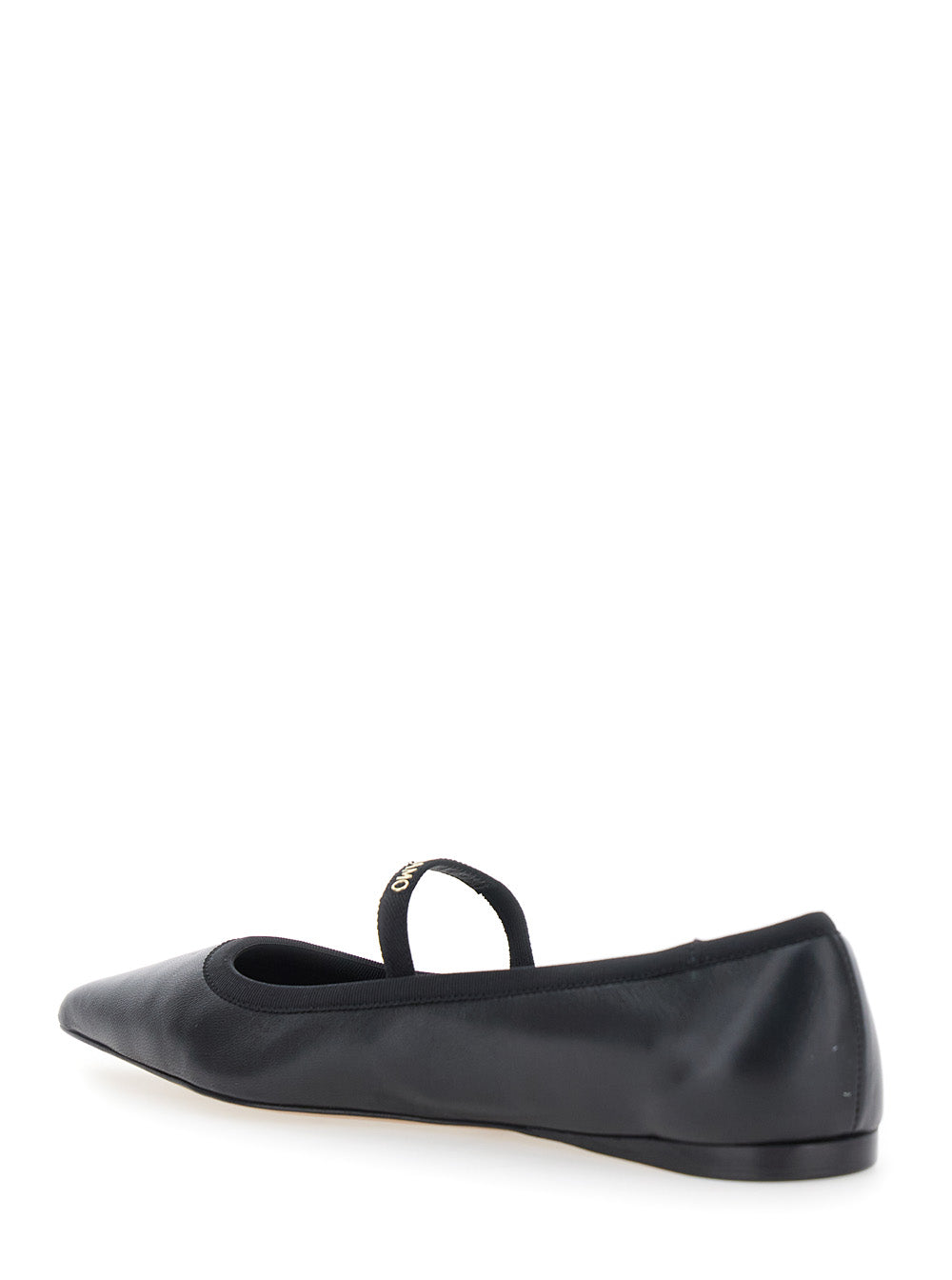 FERRAGAMO Ferragamo Women 'Carice' Black Ballet Shoes With Ribbon Detail And Logo Lettering On The Front In Leather Woman
