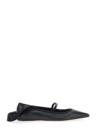 FERRAGAMO Ferragamo Women 'Carice' Black Ballet Shoes With Ribbon Detail And Logo Lettering On The Front In Leather Woman