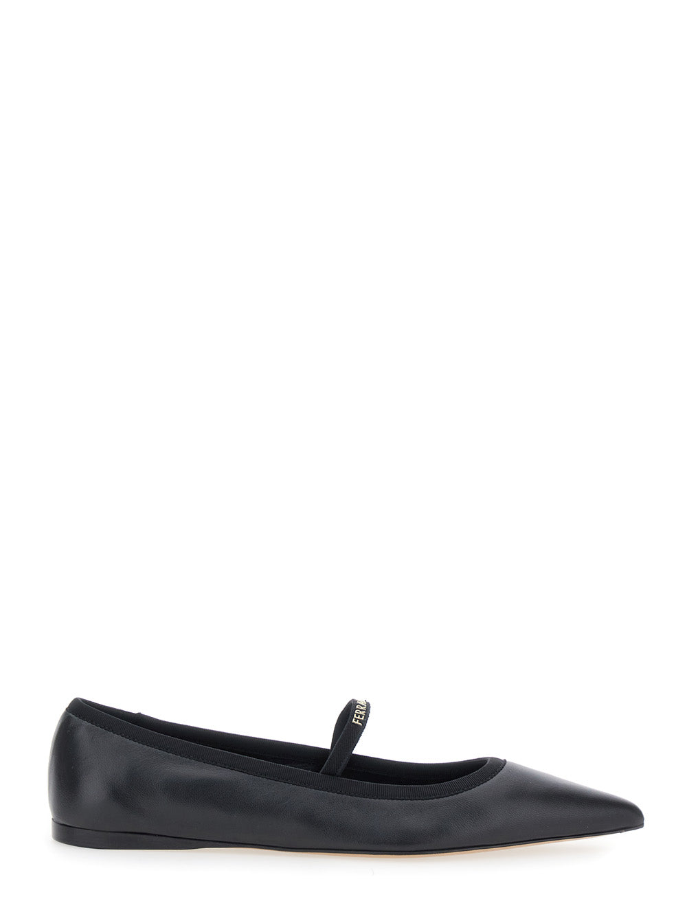 FERRAGAMO Ferragamo Women 'Carice' Black Ballet Shoes With Ribbon Detail And Logo Lettering On The Front In Leather Woman