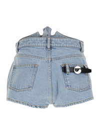 Coperni Women Blue Shorts With Crown-Shaped Design In Cotton Woman