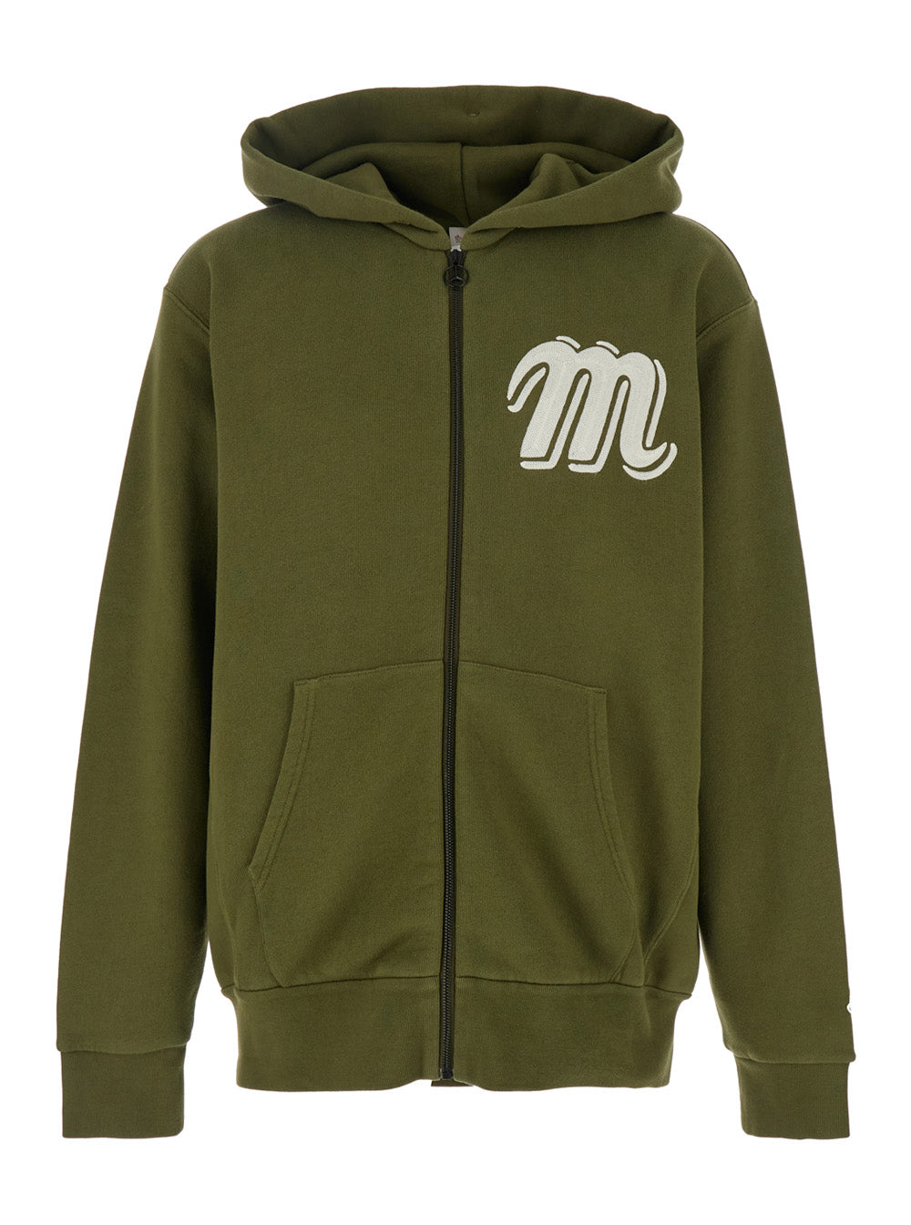 Moncler Genius Men Green Sweatshirt With Monogram Embroidery On The Front And Logo Patch On The Sleeve In Cotton Jersey Man