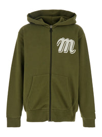 Moncler Genius Men Green Sweatshirt With Monogram Embroidery On The Front And Logo Patch On The Sleeve In Cotton Jersey Man
