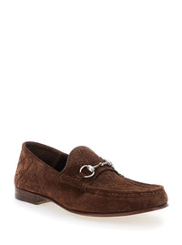 Gucci Men 'Horsebit 1953' Brown Loafers With Horsebit In Gg Canvas Man