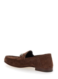 Gucci Men 'Horsebit 1953' Brown Loafers With Horsebit In Gg Canvas Man