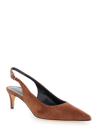 Leplain Women 'Luisa' Brown Slingback Pumps With Low Heel In Suede Woman
