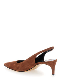 Leplain Women 'Luisa' Brown Slingback Pumps With Low Heel In Suede Woman