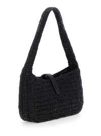 SAINT LAURENT Saint Laurent Women 'Le 5 A 7' Black Mini Shoulder Bag With Single Shoulder Strap And Cassandre Plaque On The Front In Rafia Woman
