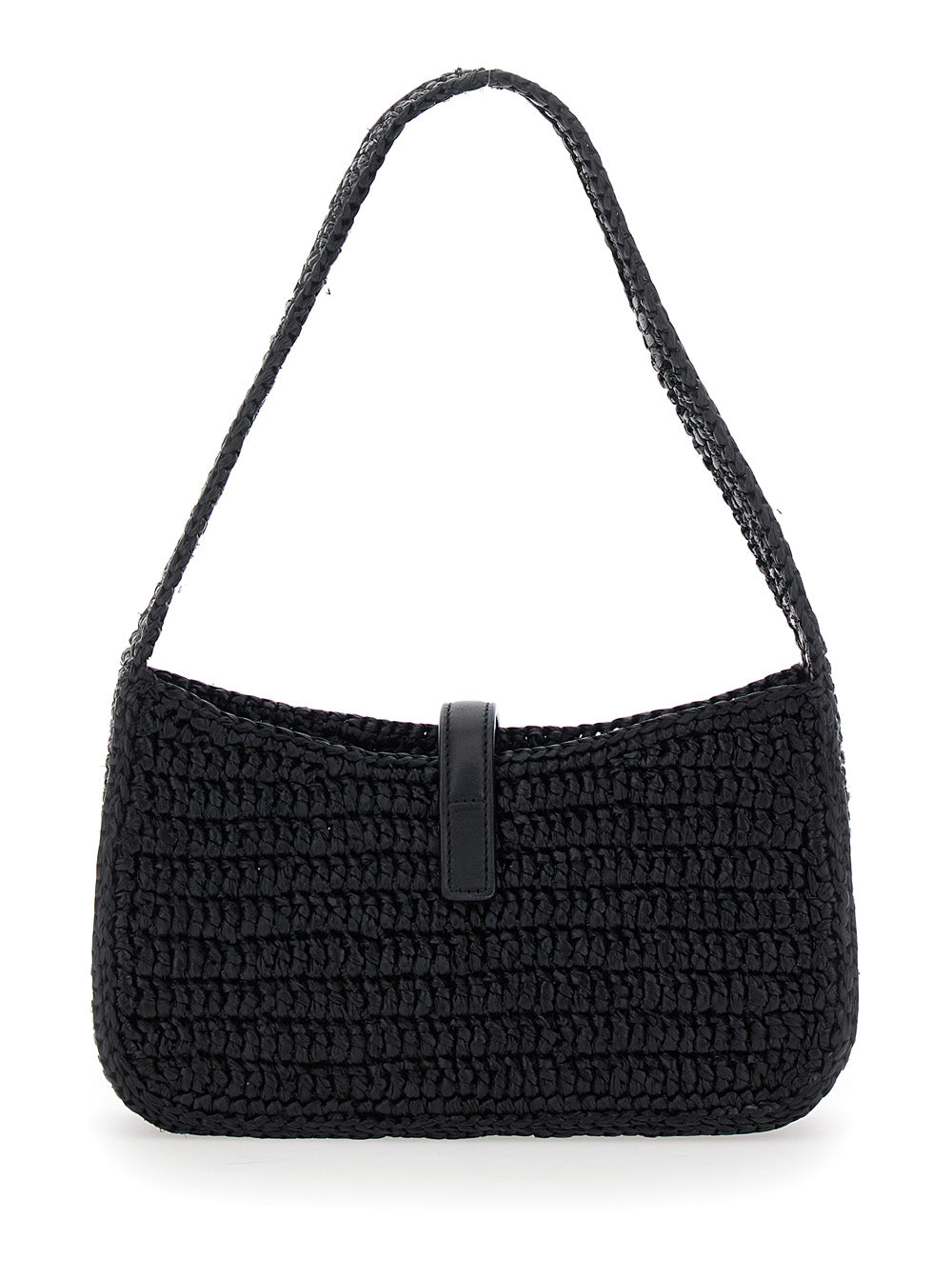 SAINT LAURENT Saint Laurent Women 'Le 5 A 7' Black Mini Shoulder Bag With Single Shoulder Strap And Cassandre Plaque On The Front In Rafia Woman